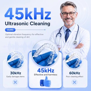 เครื่องทำความสะอาดอัลตราโซนิก UV 45kHz สำหรับเครื่องประดับ นาฬิกา ที่ครอบฟัน ฟันปลอม รีเทนเนอร์ อุปกรณ์จัดฟัน - Product Image 3