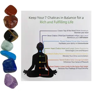 Celion Groothandel Chakra Energie Kaart Set Kleurrijke Edelsteen Ruwe Steen Mini Ornament Chakra Energie Kristal Yoga Steen