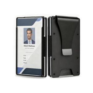 Factory Direct RFID Anti-Theft Aluminum Alloy Minimalist <b>Wallet</b> ID Badge <b>Holder</b> with Money Clip 15 Cards for Daily Business Use - Product Image 1