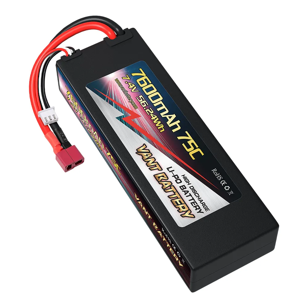 RC 2S lityum polimer pil 7.4V 7600mAh TRX yüksek güç HardCase TRX & DENAS ile 1/10 ölçekli arabalar için