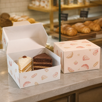 Caja de Pastelería Plegable para Llevar, de Cartón Blanco, para Servicio de Reparto de Panadería, Suministro Personalizado Impreso para Pedidos al por Menor de Panadería
