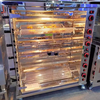 Rôtissoire à poulet au gaz de haute qualité, machine à rôtir le poulet à rotation automatique avec 3/6/9 brûleurs, en vente
