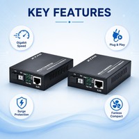 Convertidor de Medios de Fibra Gigabit ZTRS 10/100/1000M, 1 Puerto RJ45 a 1000BASE-LX SC, Convertidor de Ethernet a Fibra Óptica para Cámara IP