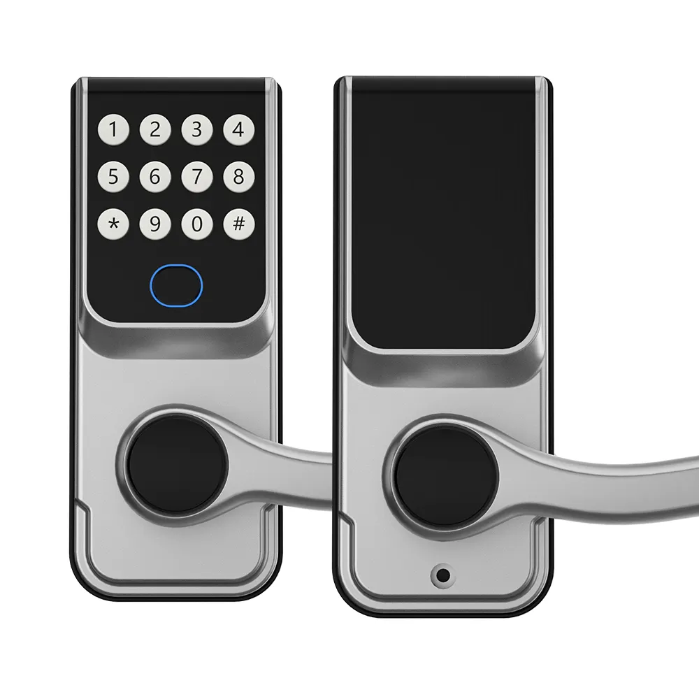 handle password password keyless ttlock module app smart icloud three pole tubular anti-fingerprint security fingerprint lock