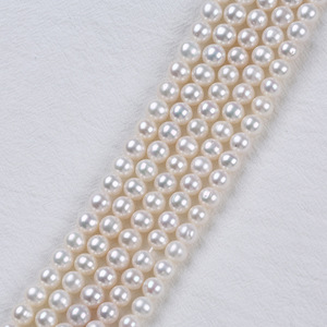 8-9mm White Round Natural <b>Freshwater</b> Cultured <b>Pearl</b> Beads Loose <b>Pearls</b> for DIY Necklace <b>Bracelet</b> Material 5-6mm Size - Product Image 2