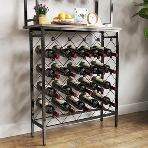 Estante para Botellas de Vino Industrial, Mesa de Bar de 3 Niveles, Estantes de Almacenamiento de Metal y Madera, Soporte para Botellas de Licor y Vasos, Organizador de Vino - Product Image 3