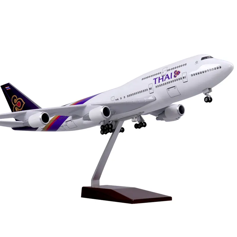 Grosir mainan pesawat Die-cast Flight 747 Thai Airlines Model 2022 mainan pesawat terbang logam campuran 45cm tersedia untuk koleksi