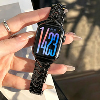 FORWELLENY Bracelet de montre en métal à maillons ondulés créatifs, fermoir papillon, luxe, unique, élégant, bracelet pour femme pour Apple Watch Series 12 11 10