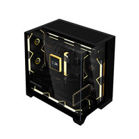 Boîtier PC gaming Lian Li O11 Vision M panoramique en acrylique MicroATX, double panneau acrylique, tour à vue complète avec 3 ventilateurs