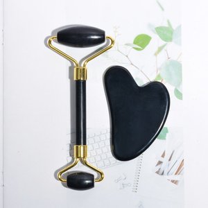 Rouleau de jade Xiuyan <span class=keywords><strong>noir</strong></span> de qualité supérieure, directement de l'usine, ensemble de pierres Gua Sha, masseur facial pour le soin de la peau - Product Image 4