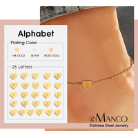 Bracelet de cheville personnalisé avec initiales EManco, en acier inoxydable, bijoux avec nom personnalisé, alphabet anglais, cadeau d'anniversaire pour hommes et femmes