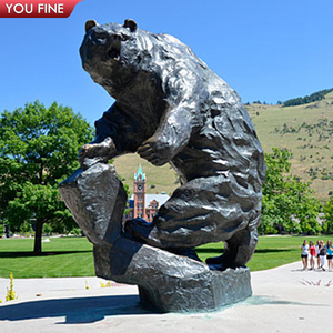 YOUFINE Statua di Orso in Bronzo a Grandezza Naturale, Scultura di Orso <span class=keywords><strong>Grizzly</strong></span> per Decorazione di Campus e Parchi all'Aperto - Product Image 2