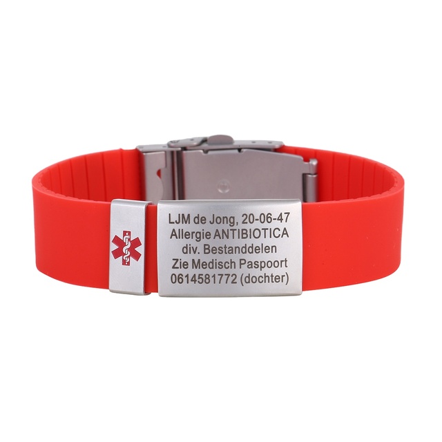 Custom Laser Engraving 304 Stainless Steel Medical Classic Unisex Bracelet QR Code Silicone Bracelet Waterproof NFC Wristband