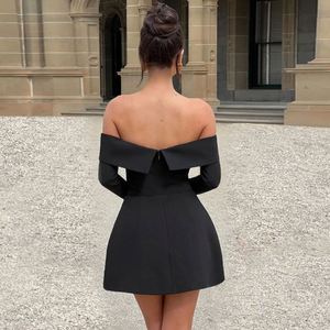Nuevo Vestido de Otoño para Mujer, Elegante, Color Puro, Sexy, con Hombros Descubiertos, de Alta Gama, Manga Larga - Product Image 3