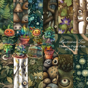 Jai iman 12 giấy tờ và 40 dán vui rừng tự làm trang trí sổ lưu niệm giấy đặt thủ công chất thải Nhật Ký giấy - Product Image 1