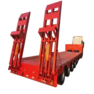 3 4 Axle Tri Low Loader Bed Deck Flatbed Container Transport Lowbed Lowboy Truck Trailer For Sale