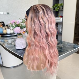 Pelucas de Encaje Frontal de Fibra Sintética de 22 Pulgadas, Ondas Largas, Color Rosa Melocotón Múltiple, Resistentes al Calor, Nueva Moda Premium 2026 - Product Image 3