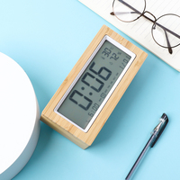 Enregistrements de promotion chauds écologiques d'hygromètre thermomètre alarme en bois de bambou Station météo horloge de prévision avec Snooze