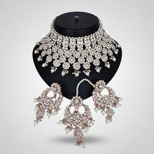 Indian Traditional Ethnic Copper <b>Gold</b> Plated Zircon Bridal Engagement Party Wedding Anniversary Gift High Quality Jewelry <b>Set</b> - Product Image 2