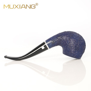 Muxiang Wood Carved Bent Tobacco Pipe 9mm Carbon Filter Smoking Pipe - Product Image 3