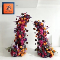 Arche de fleurs en soie luxueuse et réaliste, rose vif, orange, violet, pour location de toile de fond de mariage et événements, décoration de fête
