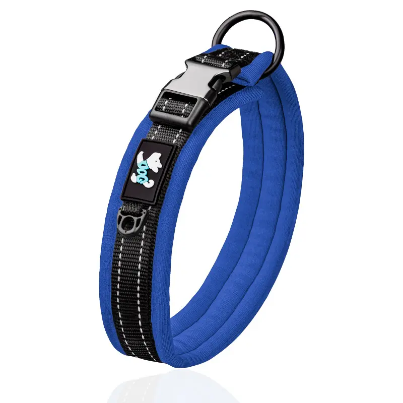 Reflective Pet Collar Nylon Segurança Dog Night Piscando Formação Luz Ajustável Colar Pet Dog Collar com fivela gravada ID