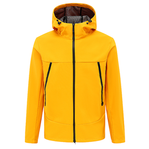 Custom Company Men's Eco-Friendly Winter Hiking Jackets Front Windproof Waterproof Softshell Hooded Outdoor Zipper Plain Dyed - Product Image 1