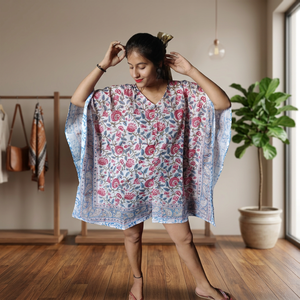 Vestido de Noche Étnico para Mujer, el Mejor Vestido Corto Tipo Kaftan con Estampado a Mano, Color en Contraste Personalizado para Mujeres Africanas - Product Image 2