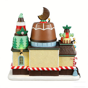 Décorations de Noël : Maison en pain d'épices lumineuse, thème bonbons, village en résine pour présentation sur table de Noël - Product Image 6