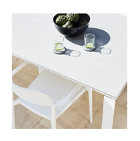 Tables d'extérieur personnalisées à cadre en aluminium blanc antirouille de luxe haut de gamme et minimaliste