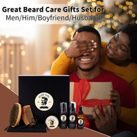 Kit de Soins de Barbe Végétalien et Herbal pour Hommes, Marque Privée, avec Huile de Croissance de Barbe Naturelle et Bio & Coffret Cadeau pour une Moustache Soignée