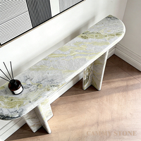 Table console en marbre vert irlandais de luxe Cammy Stone, finition polie, design moderne résistant, entrée, villa, salon