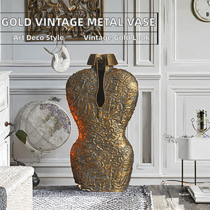 Jarrón Decorativo de Hierro Dorado para Mesa, Estilo Art Deco, para Hogar y Hotel, para Arreglos Florales Secos - Product Image 2