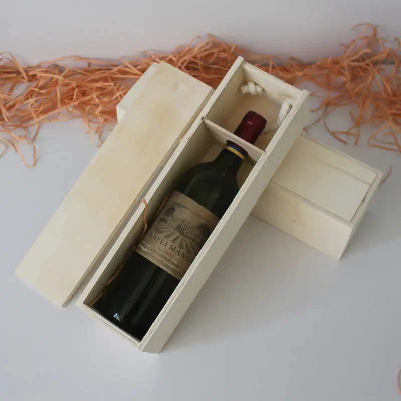 cheap unfinished wooden gift box empty packaging boxes for wine bottle