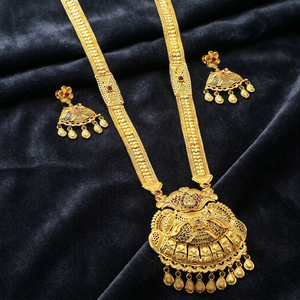 ชุดเครื่องประดับสำหรับงานแต่งงานแบบโบราณสร้อยคอยาวทำจากไมโครโกลด์14K 18K 24K ชุดเครื่องประดับยาวชุบทองทองเหลือง - Product Image 3