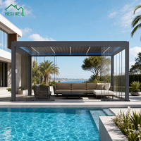 HESIWEI Pergola motorisée en aluminium pour extérieur, avec toit ouvrant à lamelles, imperméable, à fixation murale, type gazebo