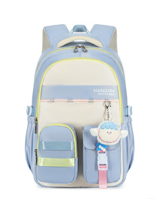 Mochila para estudiantes de secundaria para niñas, colocación de colores a la moda con patrón de logotipo para campus de escuela secundaria - Product Image 3
