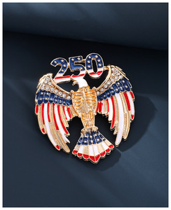 Broche HLC RTS 250e Anniversaire de l'Indépendance, en forme d'aigle, avec strass et émail, bijou patriotique du drapeau américain - Product Image 6