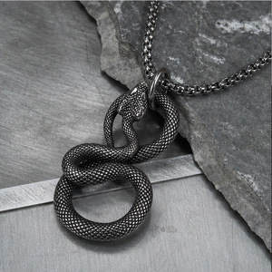 Collar con colgante de serpiente yunique para hombre, joyería con forma de animal de acero inoxidable, accesorio de moda para regalo - Product Image 2
