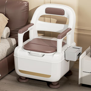 Chaise de toilette portable avec patins antidérapants pour adultes et personnes âgées, usage domestique intérieur, design moderne durable, matériau PP - Product Image 2