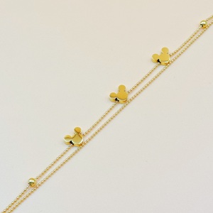 Gioielli raffinati in acciaio inox <span class=keywords><strong>topolino</strong></span> doppio braccialetto da donna oro placcato 18K Charms gioielli in acciaio inox - Product Image 2