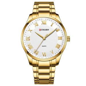 Montre à quartz tendance 8409 avec logo personnalisé, bracelet en alliage d'acier inoxydable pour homme, montre-bracelet minimaliste décontractée et professionnelle à aiguilles - Product Image 1