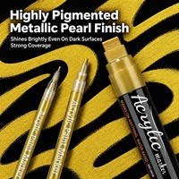 Stylos marqueurs acryliques dorés personnalisés avec logo ODM, pointes multi-tailles 0,7 mm, 3 mm, 6 mm, 15 mm, pour peinture et graffiti, pour les grossistes en marque privée