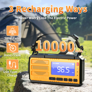 Bán Hot 10000mAh có thể sạc lại Dynamo Powerbank Led Đọc ánh sáng khẩn cấp năng lượng mặt trời Hand Crank đài phát thanh - Product Image 3