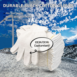 SJS High Quality Durable Heavy Duty Black Knitted Textured Cotton Flexible <b>Powder</b>-Free Hand Safety Work Gloves - Product Image 2