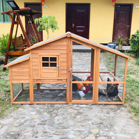 SDC037 Poulailler Moderne en Bois Écologique avec Enclos de Course et Boîte à Œufs pour Jardin et Extérieur Toutes Saisons