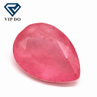 Pierres de fusion roses découpées à facettes en forme de poire, 6x8-10x14mm, avec pierres d'inclusions, gemmes en cristal synthétique en vrac, tourmaline, pierres de patchwork