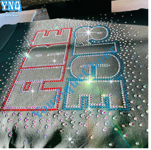 الأكثر مبيعًا هتاف بلينغ الإصلاح الساخن مخصص حجر الراين نقل الحرارة تصميم الحديد على تي شيرت - Product Image 2