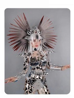 Costumes de scène pour la danse, bar, boîte de nuit, armure argentée miroir, tenues sexy GOGO, fête animalière, 100% polyester, ensembles pour adultes
