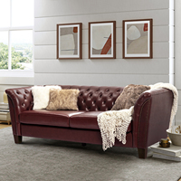 Klassisches Echtleder 3-Sitzer Chesterfield-Sofa mit Tiefen Knopfheftungen Antikes Wohnzimmer-Möbelstück